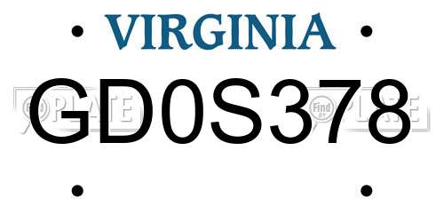 GD0S378 Virginia License Plate