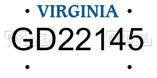 GD22145 Virginia License Plate