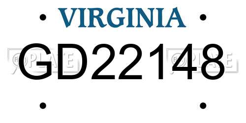 GD22148 Virginia License Plate