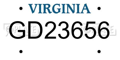 GD23656 Virginia License Plate
