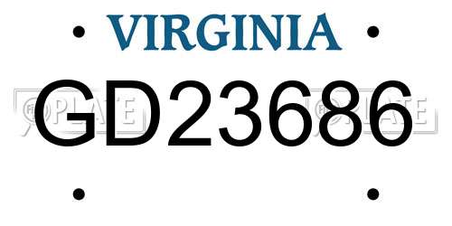 GD23686 Virginia License Plate