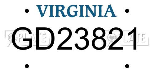 GD23821 Virginia License Plate