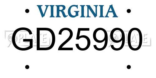 GD25990 Virginia License Plate