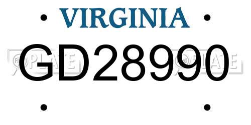 GD28990 Virginia License Plate