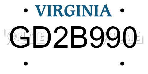 GD2B990 Virginia License Plate