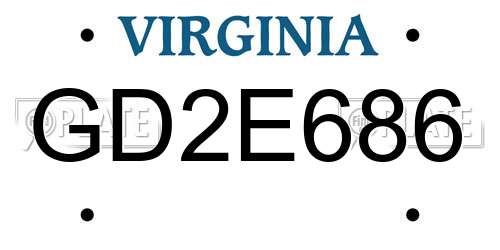 GD2E686 Virginia License Plate