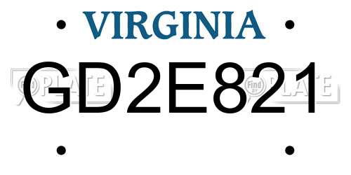 GD2E821 Virginia License Plate
