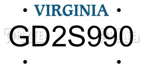 GD2S990 Virginia License Plate