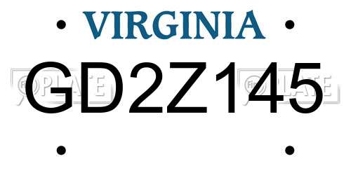 GD2Z145 Virginia License Plate