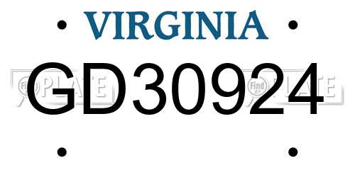 GD30924 Virginia License Plate