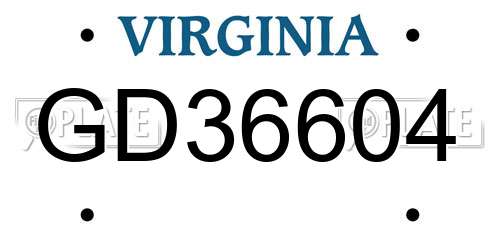 GD36604 Virginia License Plate