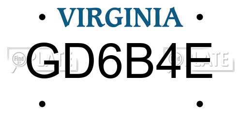 GD6B4E Virginia License Plate