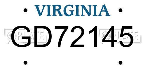 GD72145 Virginia License Plate