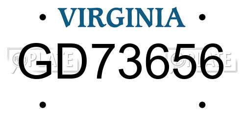 GD73656 Virginia License Plate