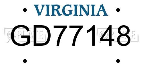 GD77148 Virginia License Plate