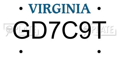 GD7C9T Virginia License Plate
