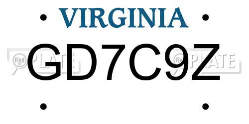 GD7C9Z Virginia License Plate