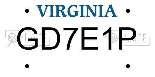 GD7E1P Virginia License Plate