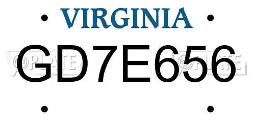 GD7E656 Virginia License Plate