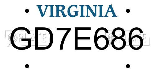 GD7E686 Virginia License Plate