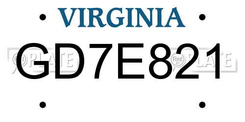 GD7E821 Virginia License Plate