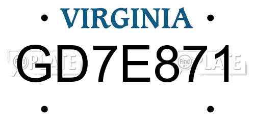 GD7E871 Virginia License Plate
