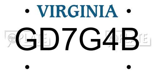 GD7G4B Virginia License Plate