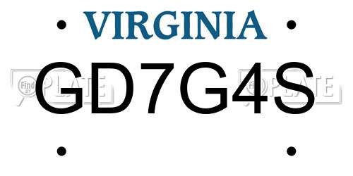 GD7G4S Virginia License Plate