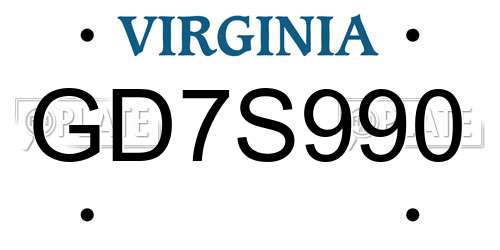 GD7S990 Virginia License Plate
