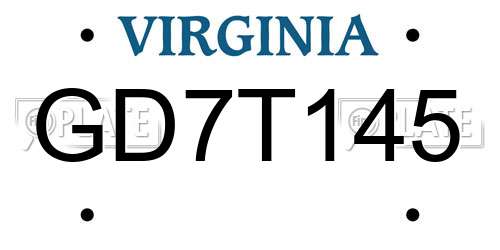 GD7T145 Virginia License Plate