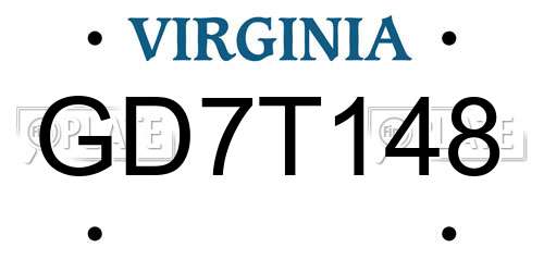 GD7T148 Virginia License Plate