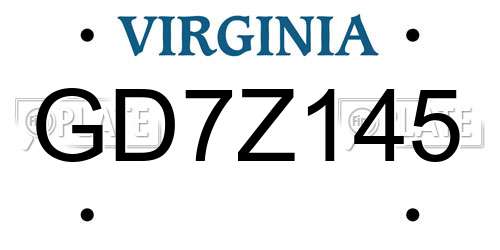GD7Z145 Virginia License Plate