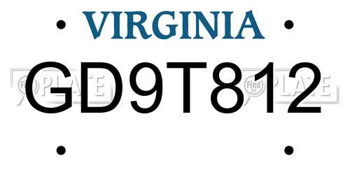 GD9T812 Virginia License Plate