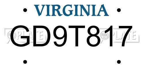 GD9T817 Virginia License Plate