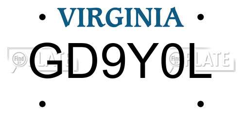 GD9Y0L Virginia License Plate