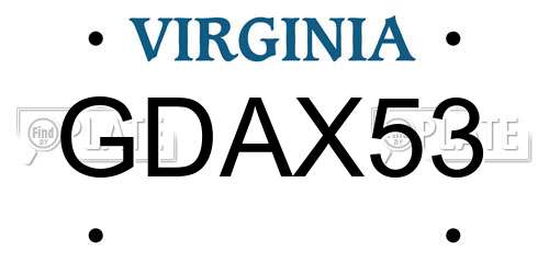 GDAX53 Virginia License Plate