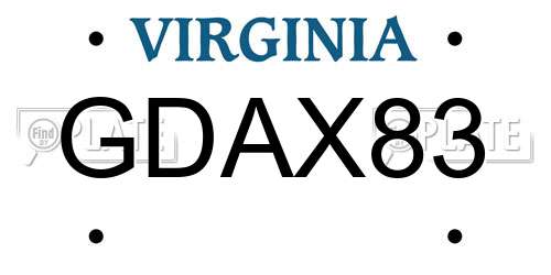 GDAX83 Virginia License Plate