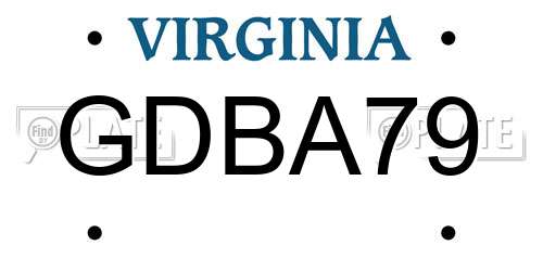 GDBA79 Virginia License Plate