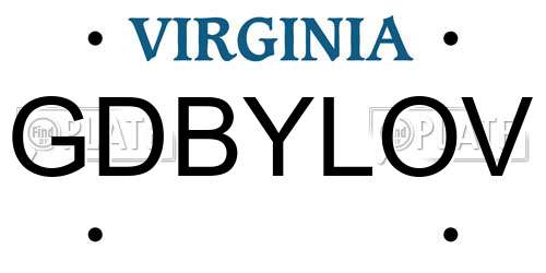 GDBYLOV Virginia License Plate