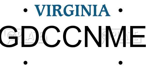 GDCCNME Virginia License Plate