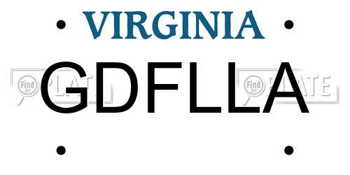 GDFLLA Virginia License Plate