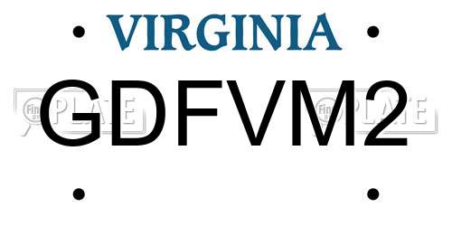 GDFVM2 Virginia License Plate