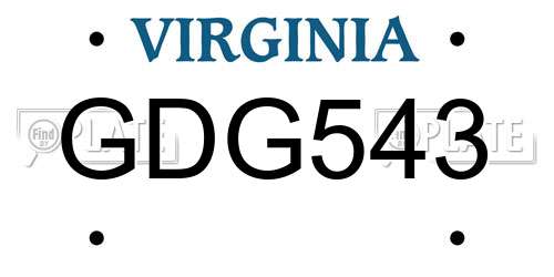 GDG543 Virginia License Plate