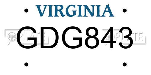 GDG843 Virginia License Plate