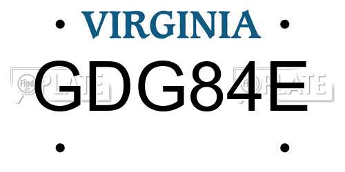 GDG84E Virginia License Plate