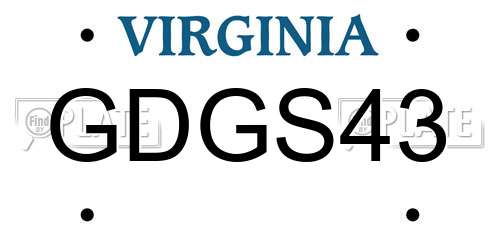 GDGS43 Virginia License Plate
