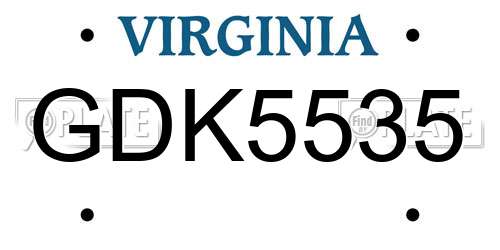 GDK5535 Virginia License Plate