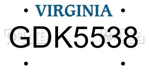 GDK5538 Virginia License Plate