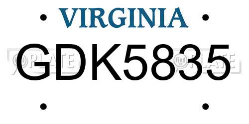 GDK5835 Virginia License Plate