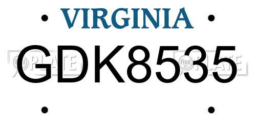 GDK8535 Virginia License Plate